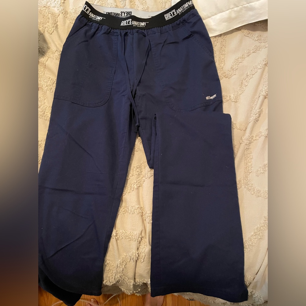 Greys anatomy navy blue straight wide leg scrub pants size XS
